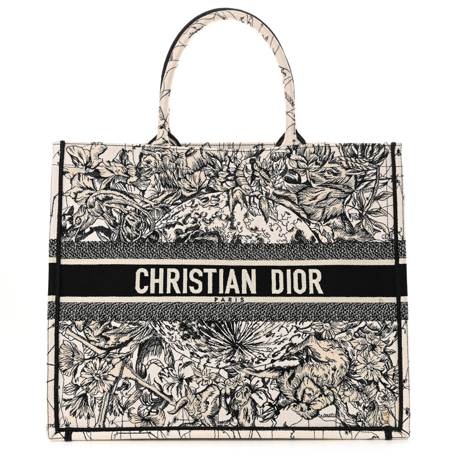 Dior Handbag Christian Zodiac Book Tote Latte Canvas Multicolor Large Tote Bag