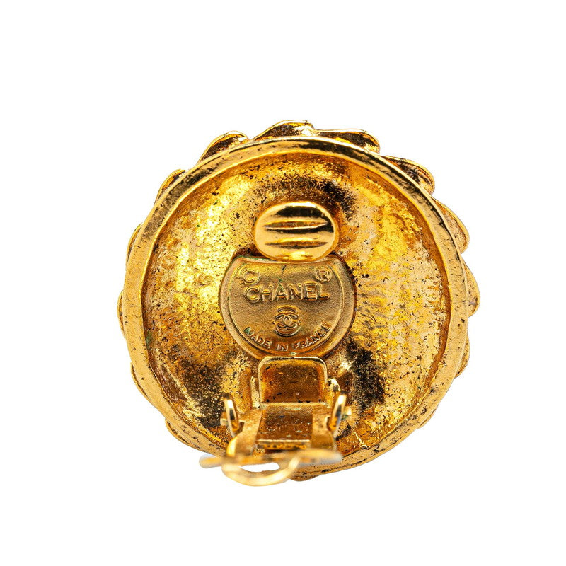 Chanel Gold Plated Mademoiselle Rhinestone Earrings Jewelry