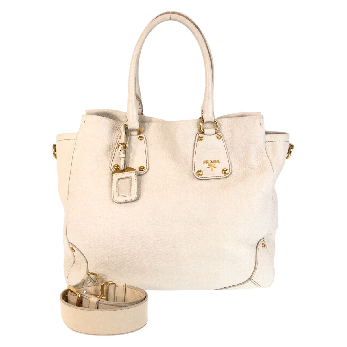 Tote Bag Ivory Metal Vitterodino Leather White