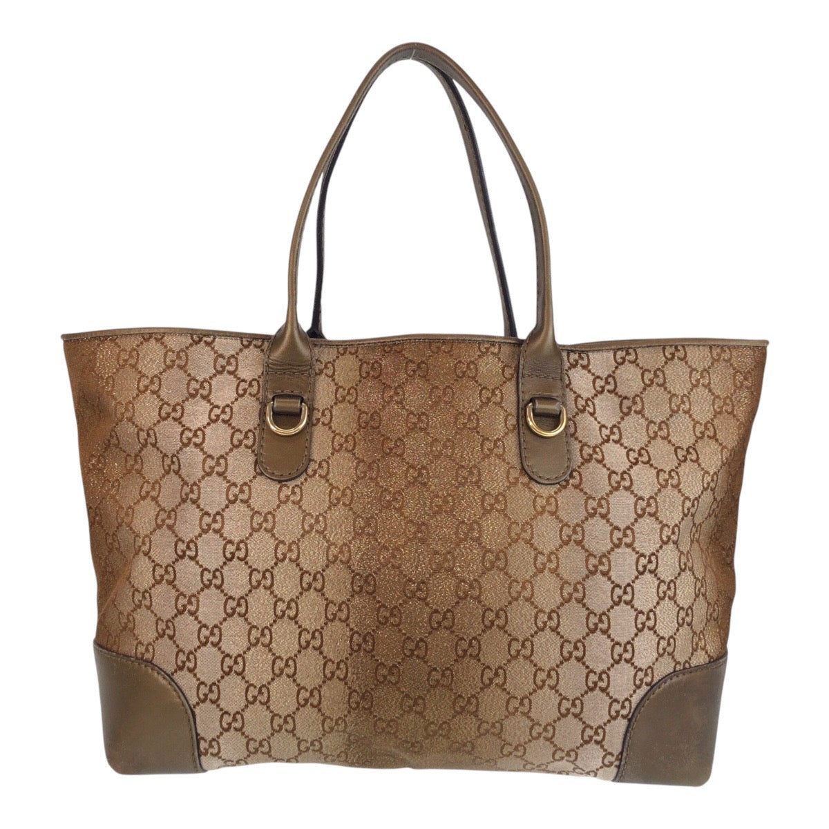 Gucci GG Canvas Brown Gold Tote Bag