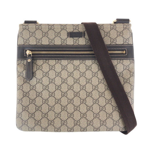 Gucci GG Supreme Gray Canvas Brown Gold Shoulder Bag
