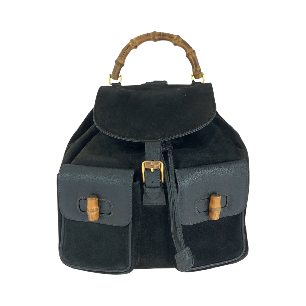 Gucci Backpack 003 58 Bamboo Old Suede Black Brown