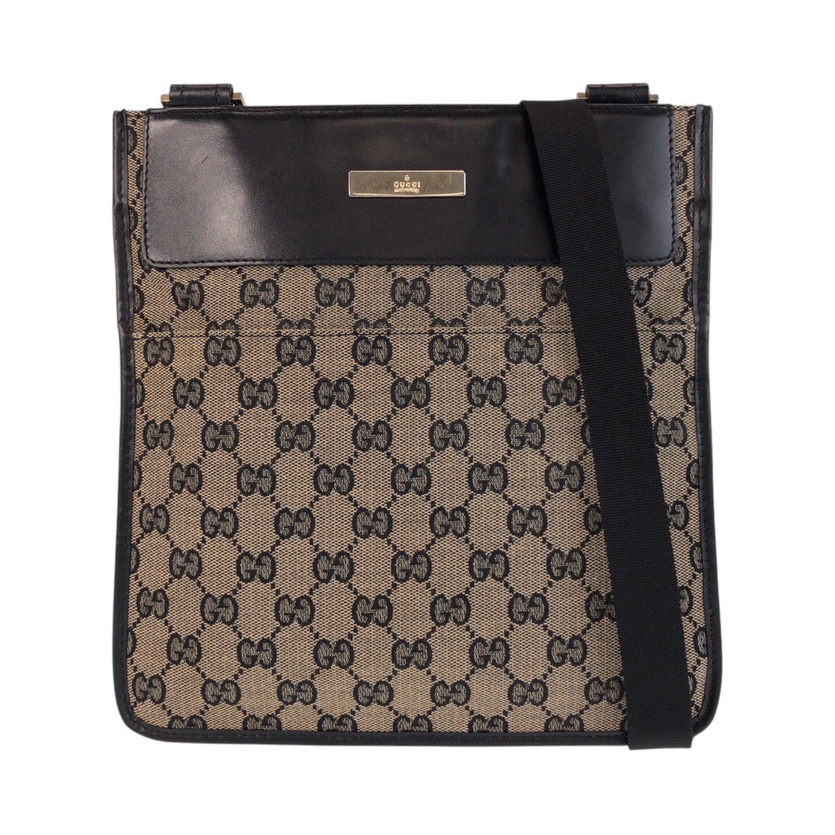Gucci 019 GG Canvas Black Beige Shoulder Bag