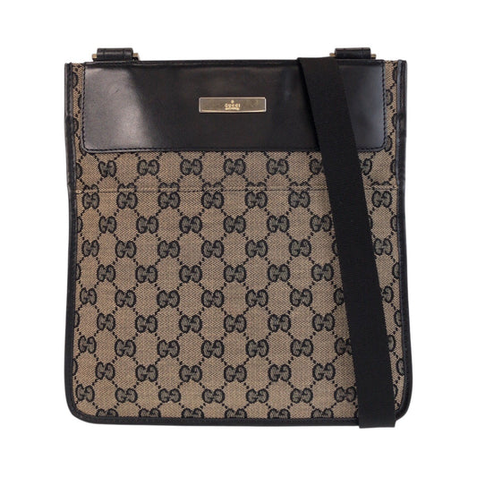 Gucci 019 GG Canvas Black Beige Shoulder Bag