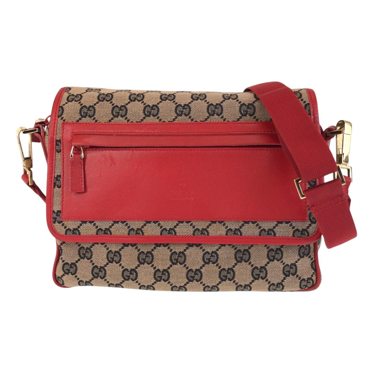Gucci 001 GG Canvas Beige Red Gold Shoulder Bag