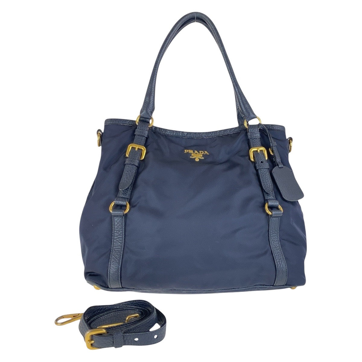 Shoulder Bag Navy Metal Nylon Gold