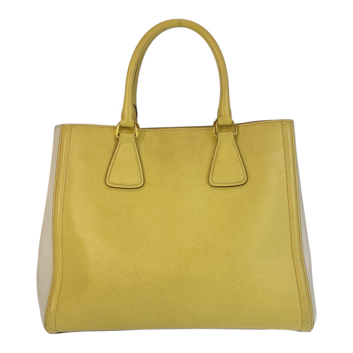 Yellow Metal Safiano Leather Gold Travel Bag