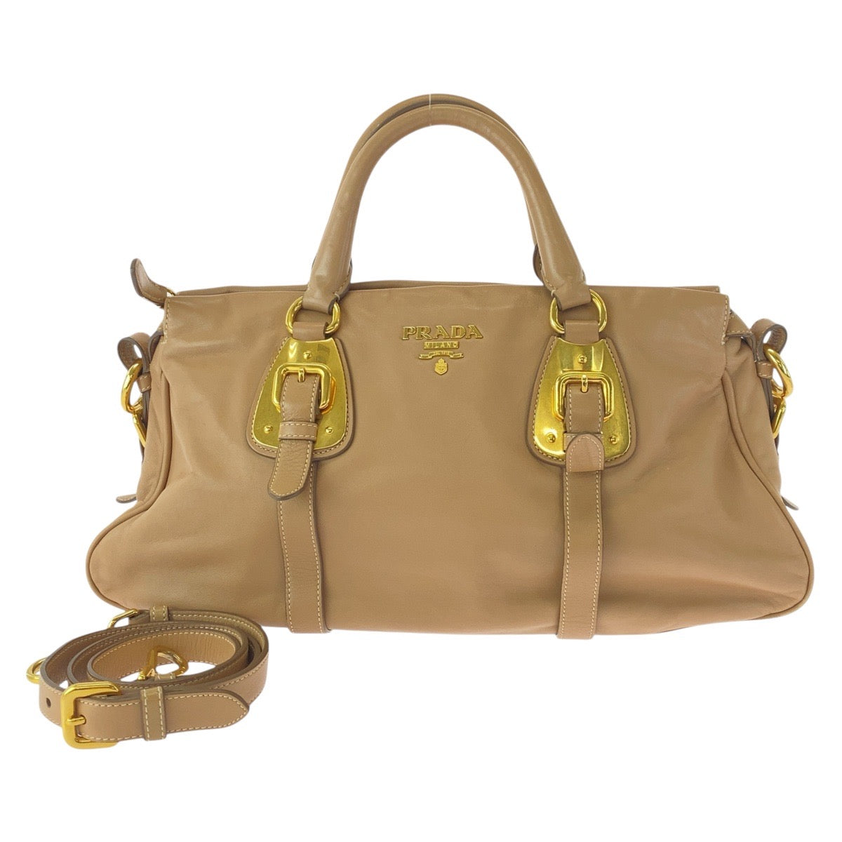 Metal Leather Beige Travel Bag