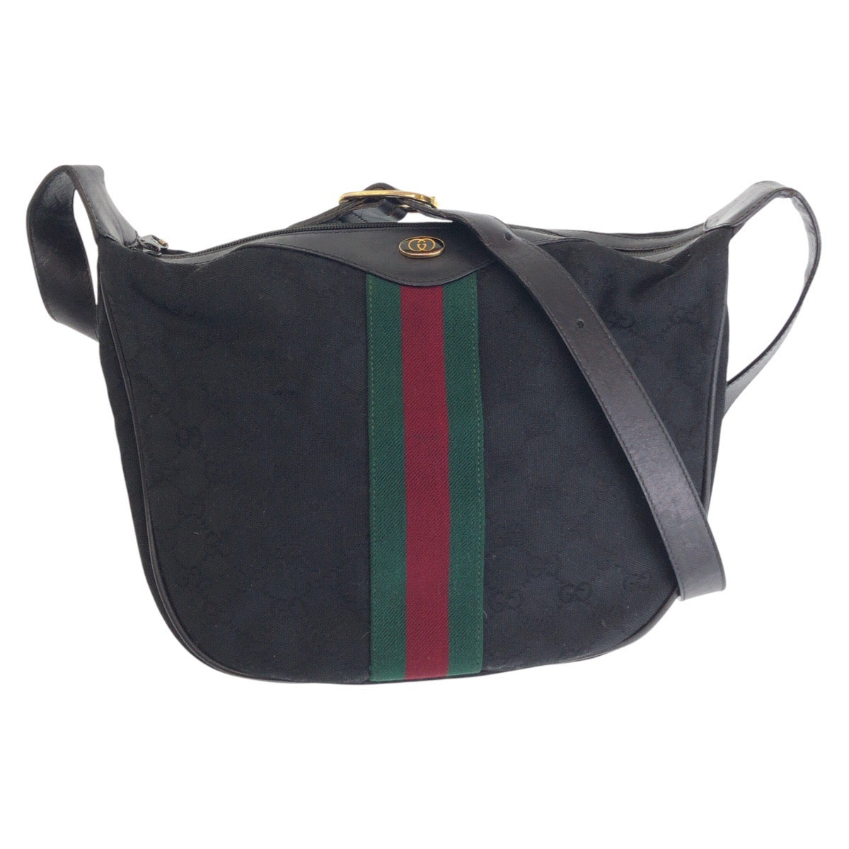 Gucci Old Sheline Shoulder Bag Leather Canvas
