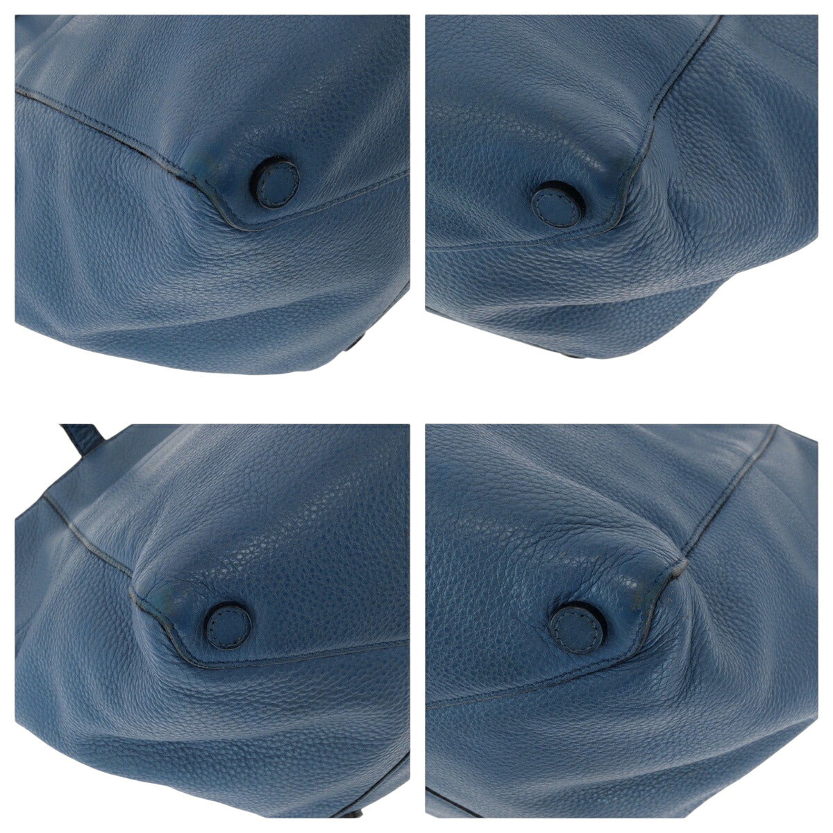 Prada Daino Triangle Plate 2Way Bag Leather Vitello Blue Tote Bag