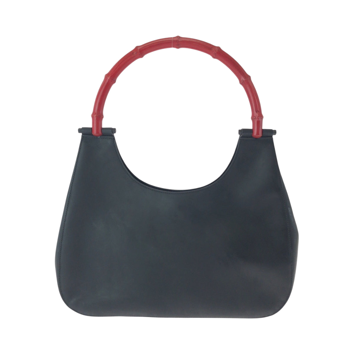 Gucci 001 SilverMetal One Bamboo Leather Black Red Shoulder Bag