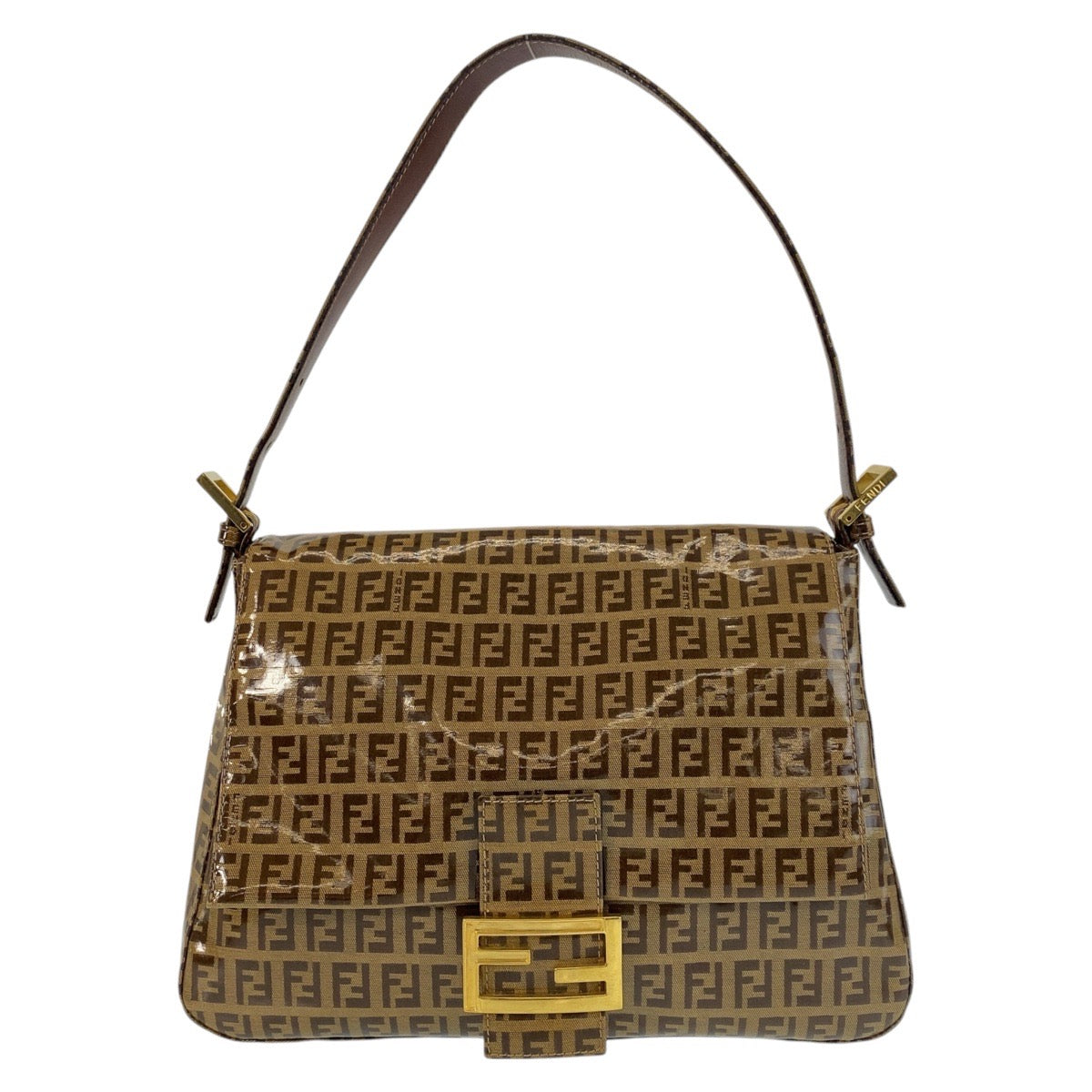 Fendi Shoulder Bag Zucchino Mamma Women Leather Patent Brown