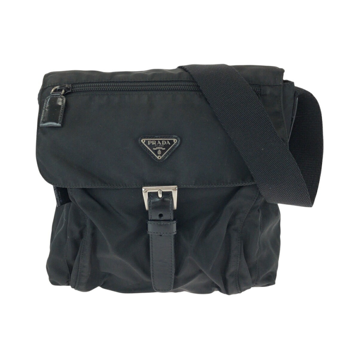 Prada Tessuto Triangle Plate Shoulder Bag Nylon Logo