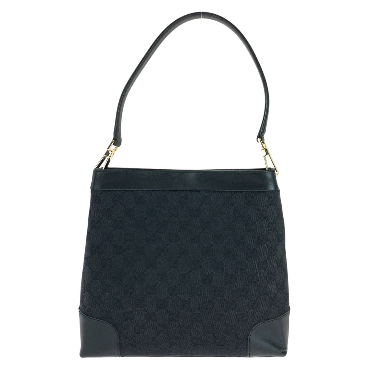 Gucci 001 GG , GoldMetal Leather Canvas Black Shoulder Bag 2