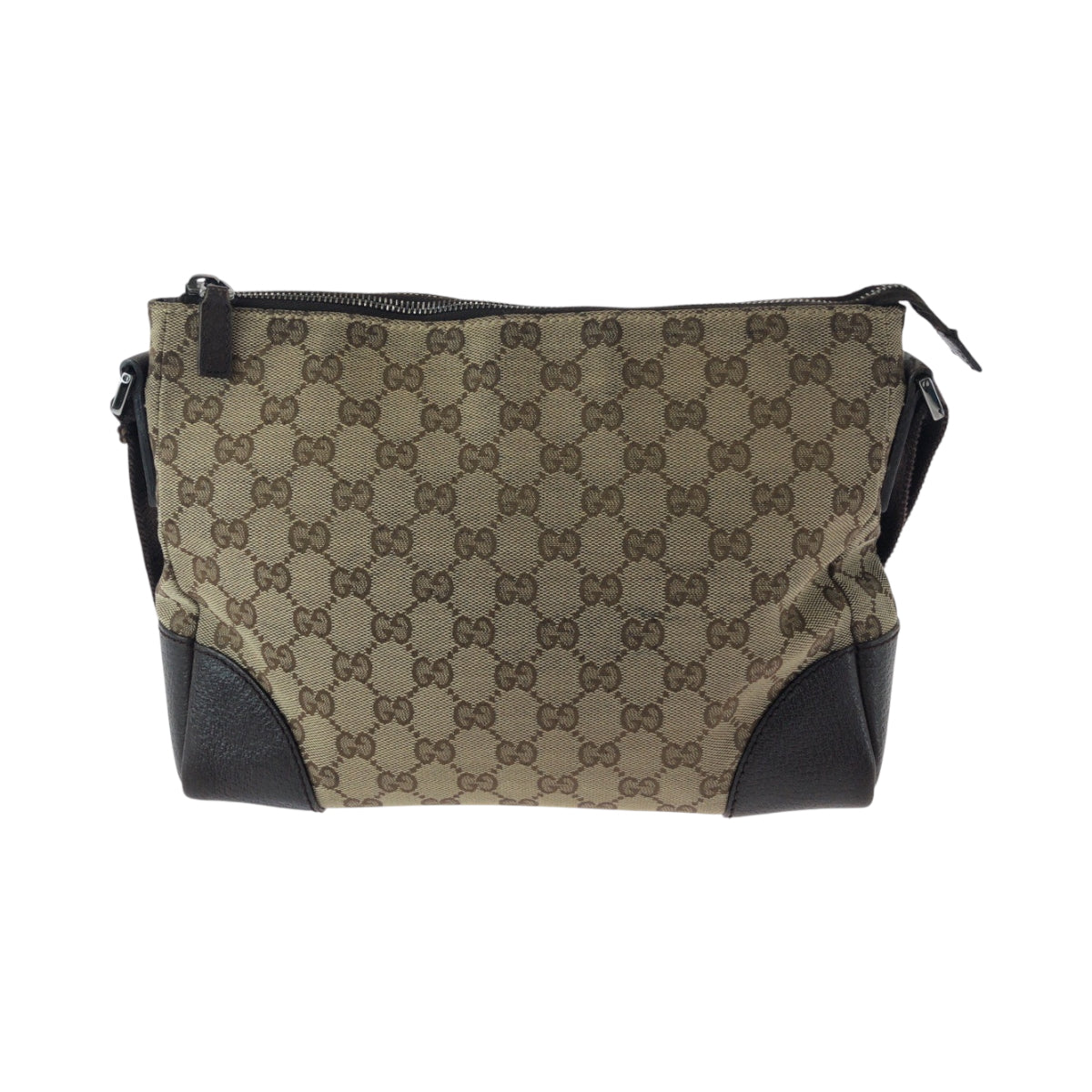 Gucci GG SilverMetal pochette Canvas Brown Beige Shoulder Bag