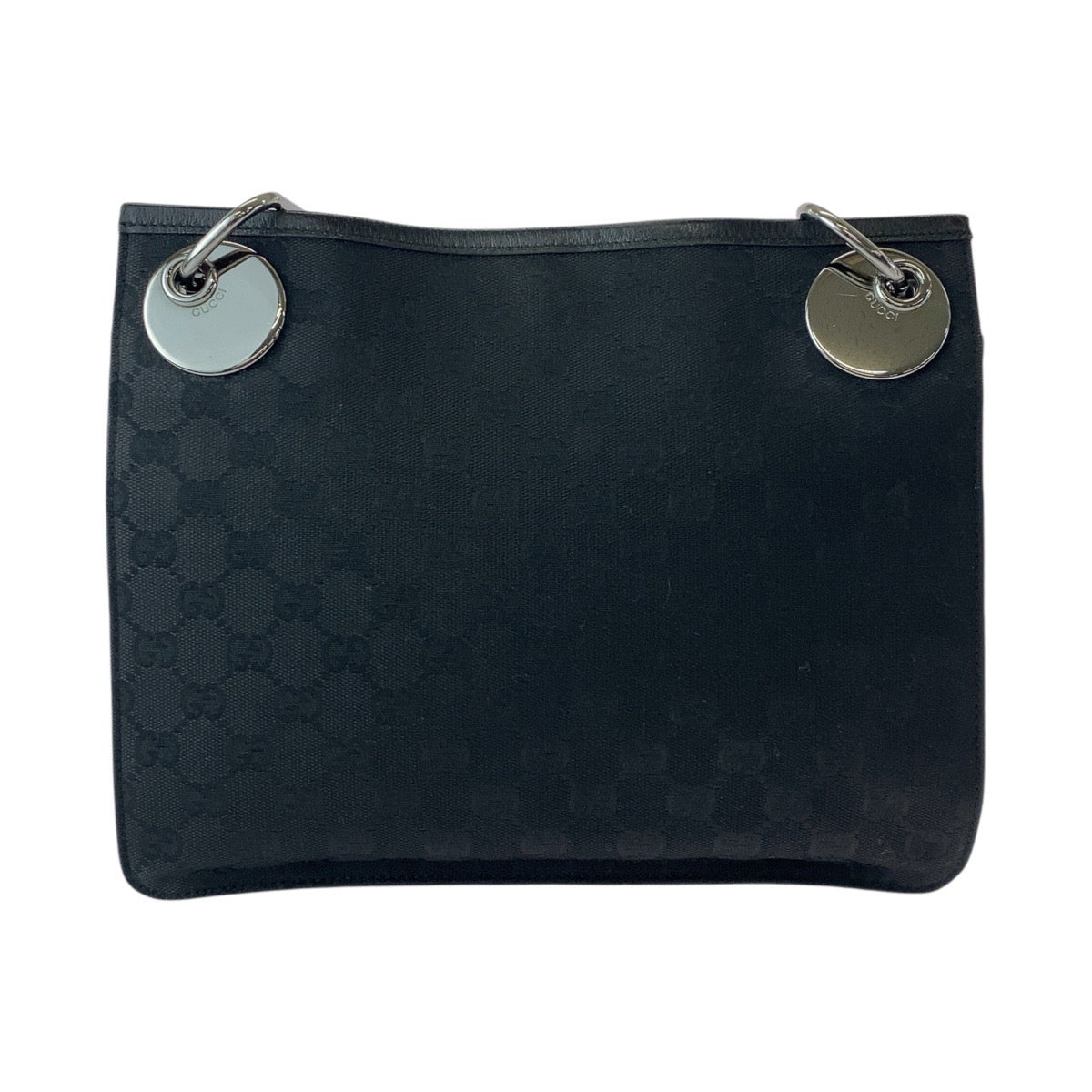 Gucci GG , SilverMetal Messenger Leather Canvas Black Shoulder Bag