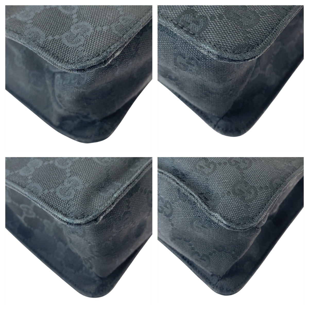 Gucci GG , SilverMetal Messenger Leather Canvas Black Shoulder Bag