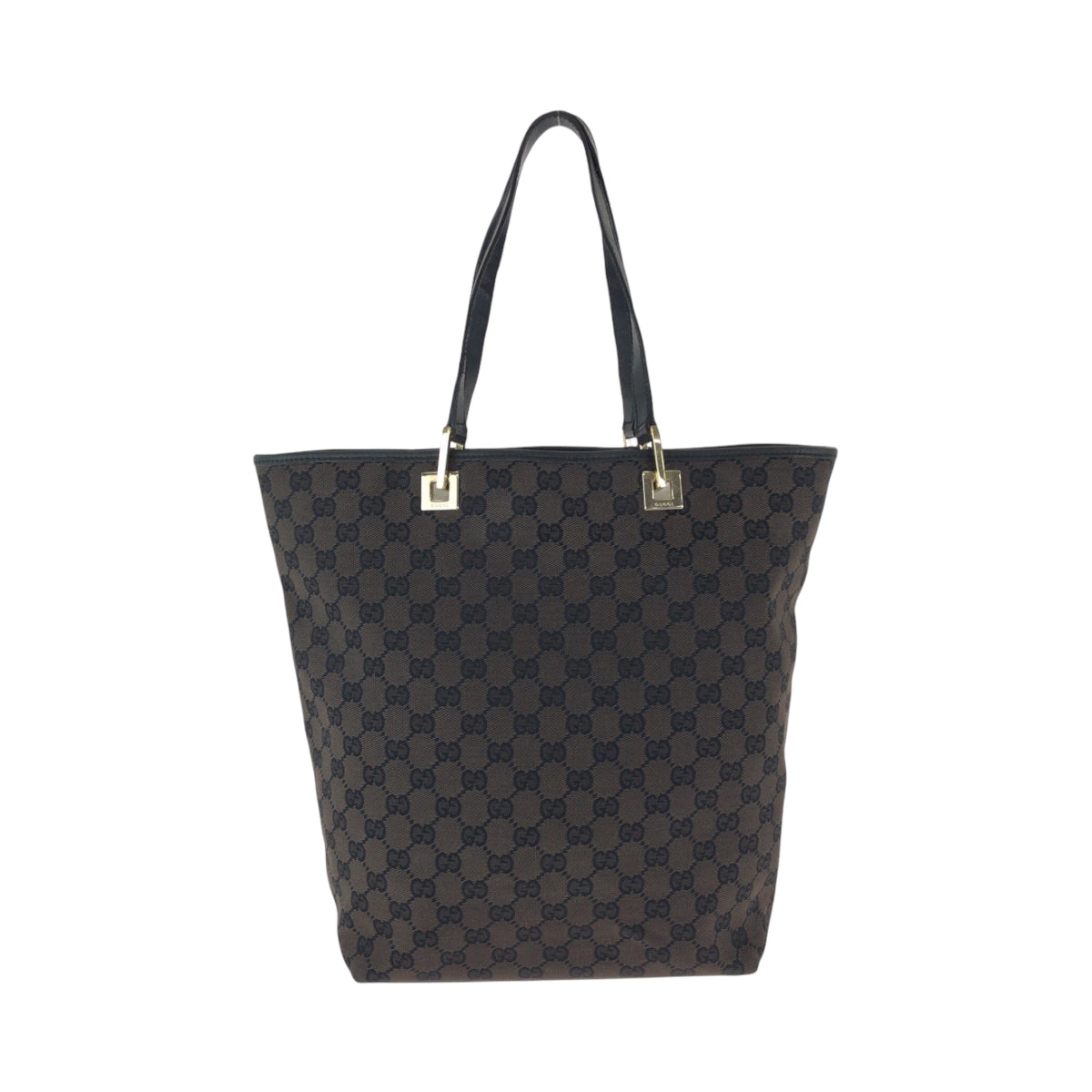 Gucci 002 GG Metal Canvas Black Brown Gold Shoulder Bag