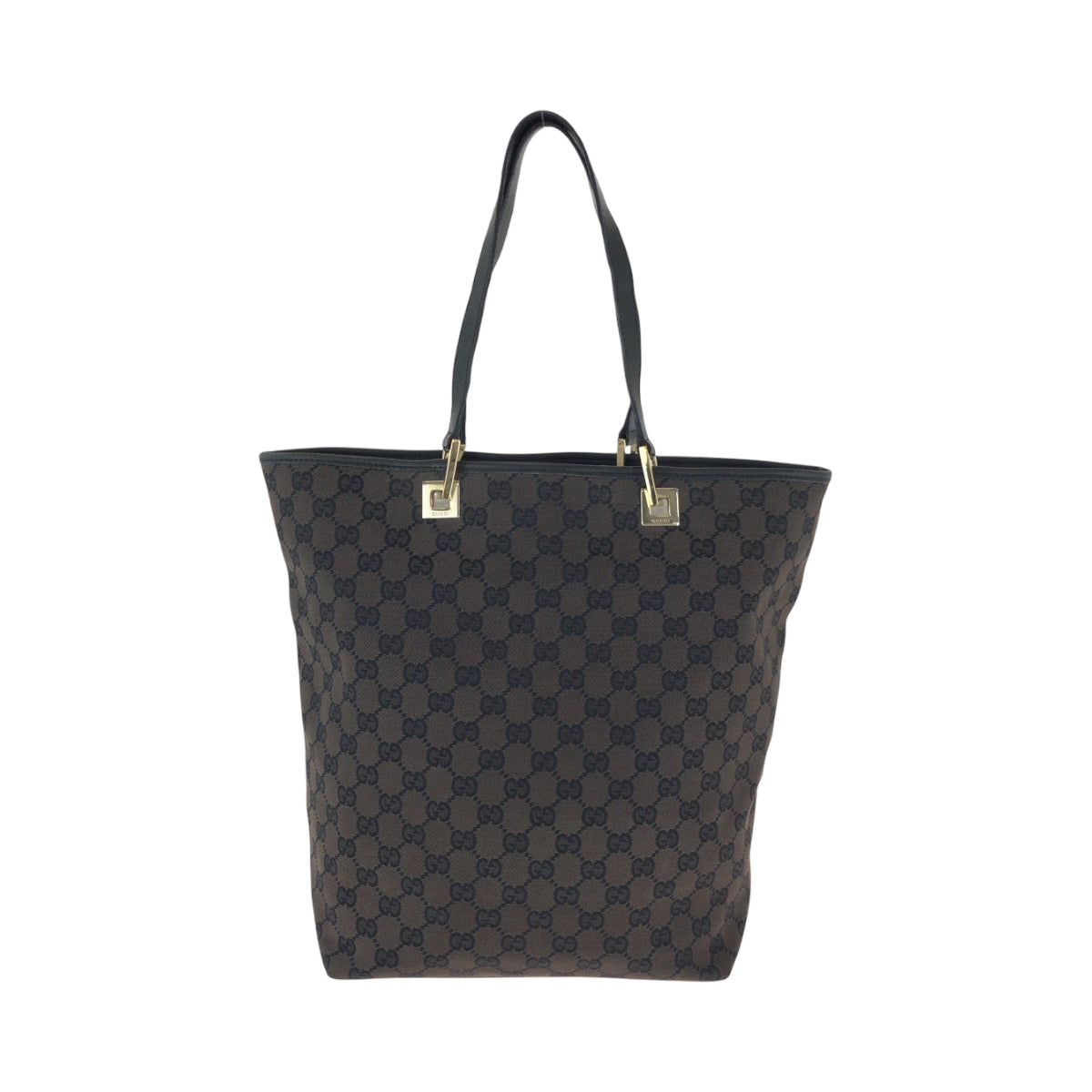 Gucci 002 GG Metal Canvas Black Brown Gold Shoulder Bag