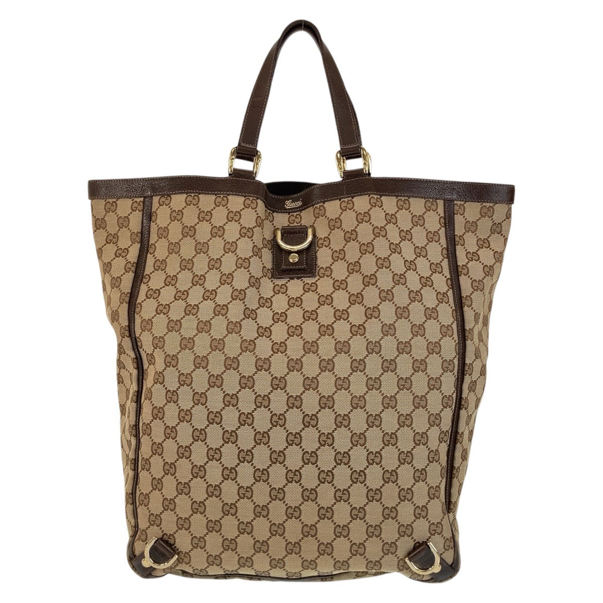 Gucci GG , Metal Abbey Leather Canvas Brown Gold Shoulder Bag