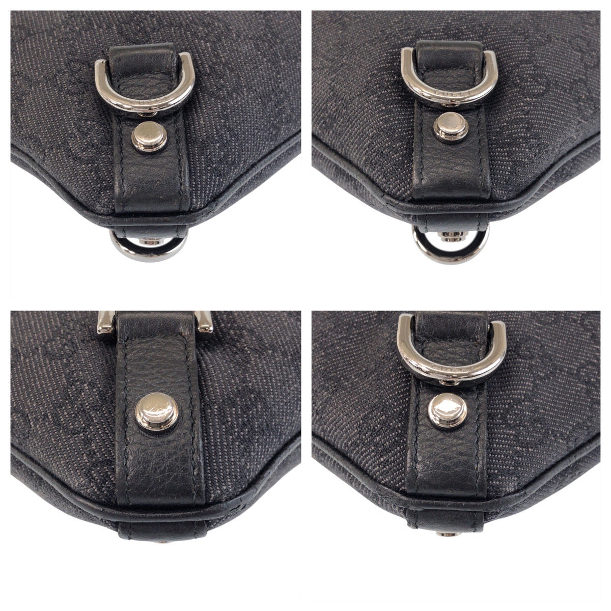 Gucci GG SilverMetal Abbey Canvas Black Shoulder Bag