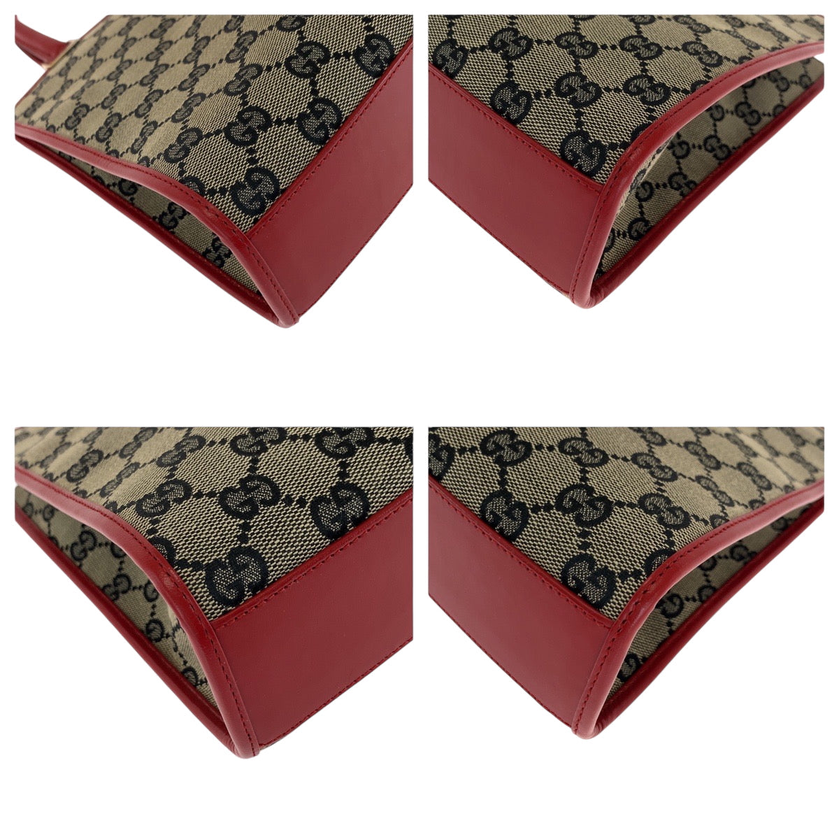 Gucci 002 GG Metal Jackie Canvas Red Gold Gray Handbag