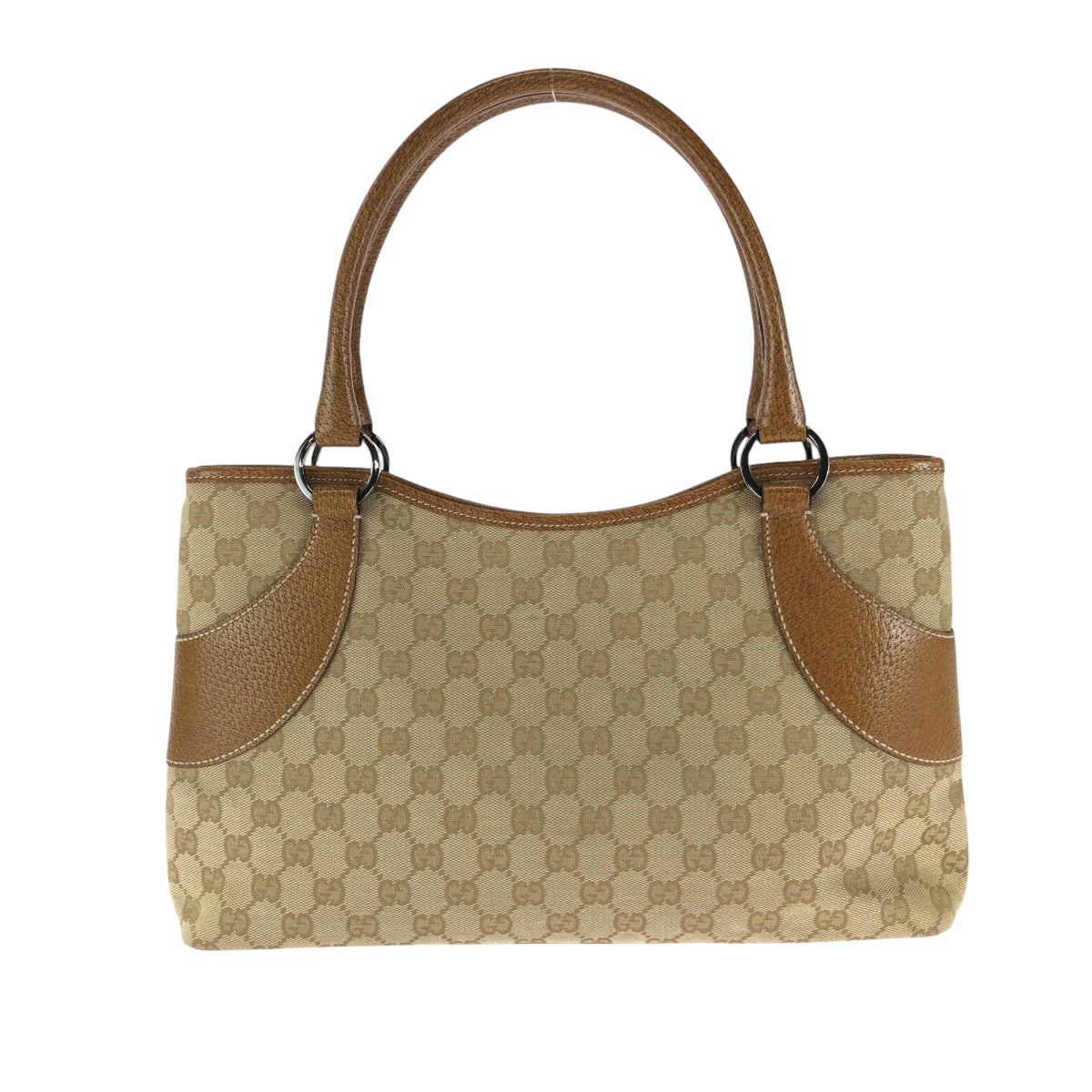 Gucci GG SilverMetal Canvas Brown Beige Tote Bag 4