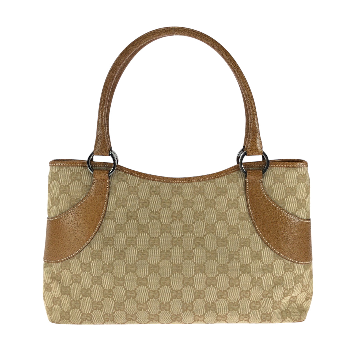 Gucci GG SilverMetal Canvas Brown Beige Tote Bag 4