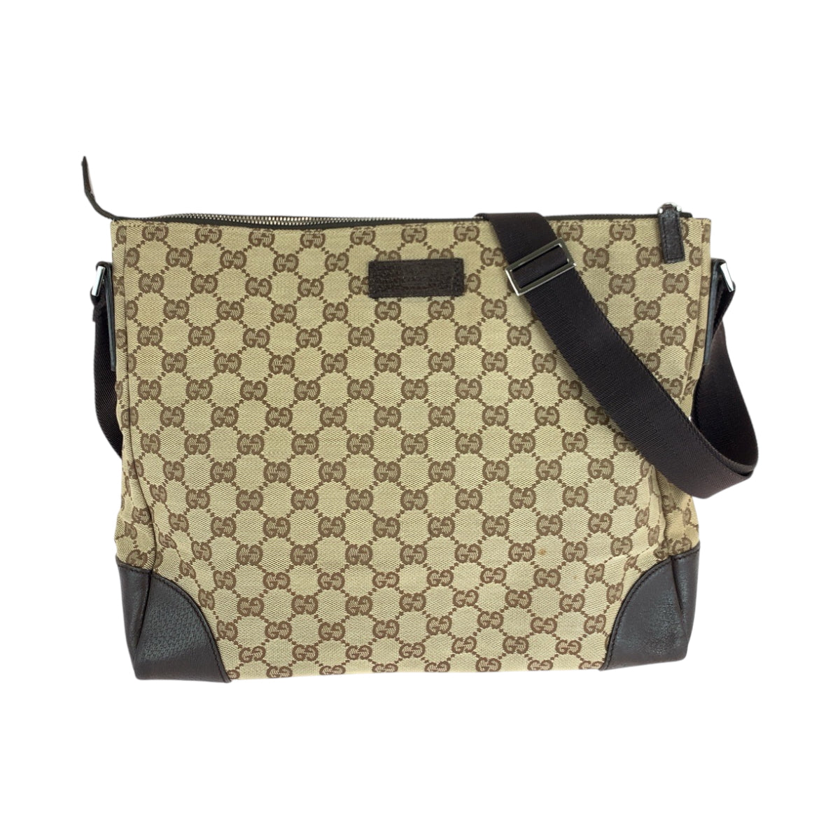 Gucci GG SilverMetal Canvas Brown Beige Shoulder Bag 6