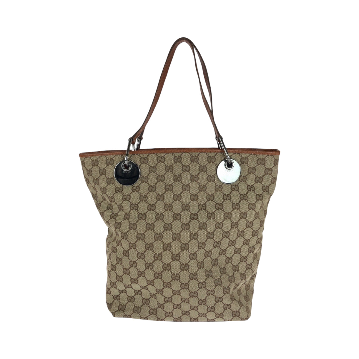 Gucci GG Metal Canvas Brown Silver Shoulder Bag