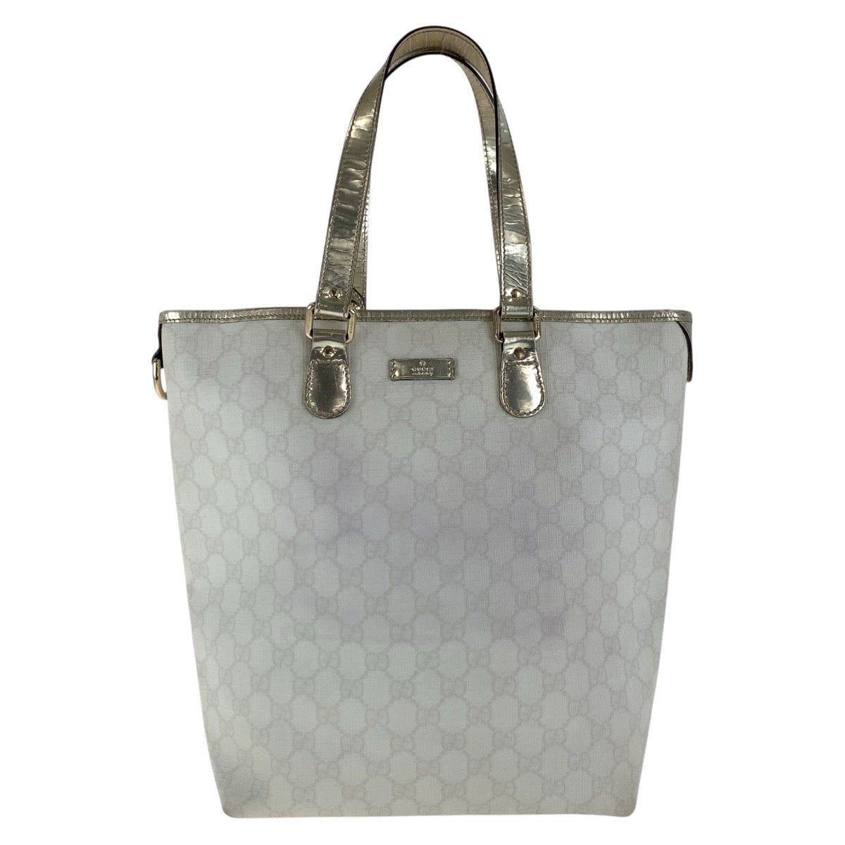 Gucci GG Supreme Canvas White Gold Tote Bag