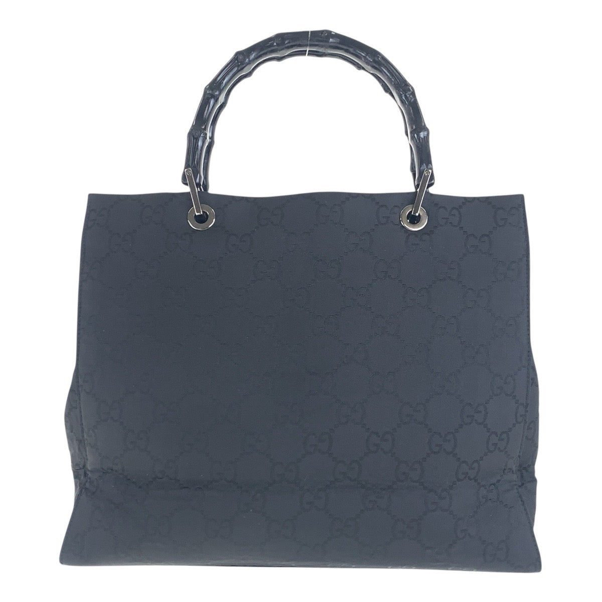 Gucci 002 GG SilverMetal Bamboo Canvas Black Tote Bag 2