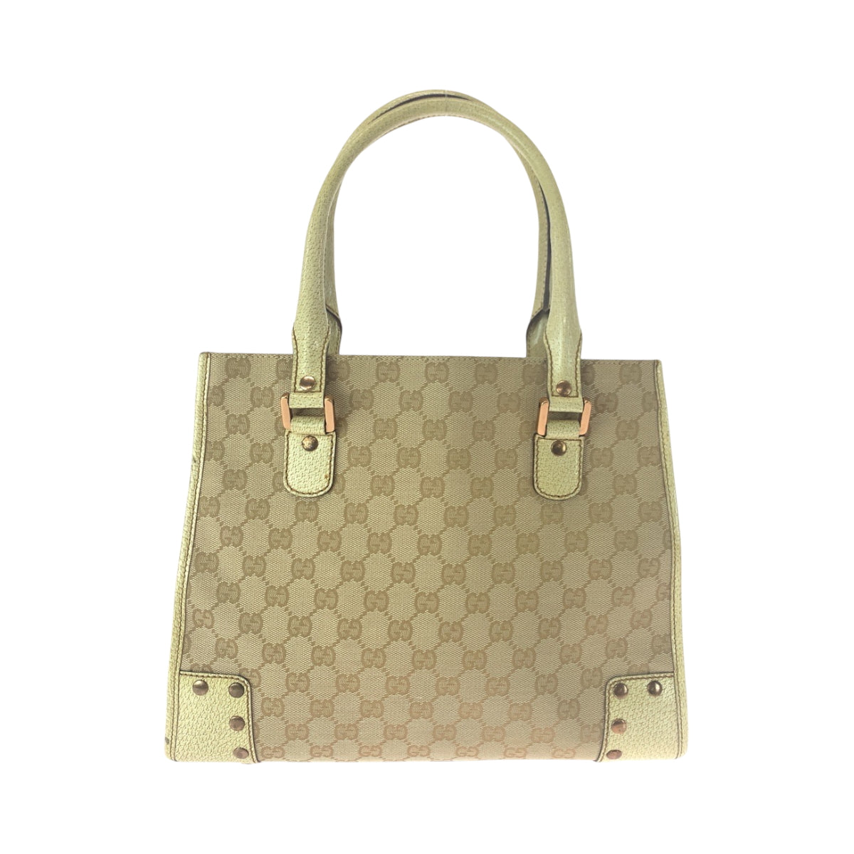 Gucci GG Ivory Metal Canvas Beige Gold Shoulder Bag