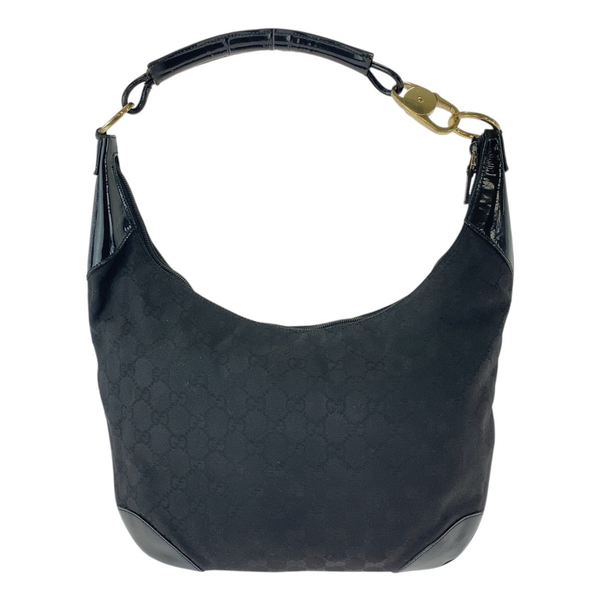 Gucci 001 GG , GoldMetal Leather Canvas Black Shoulder Bag