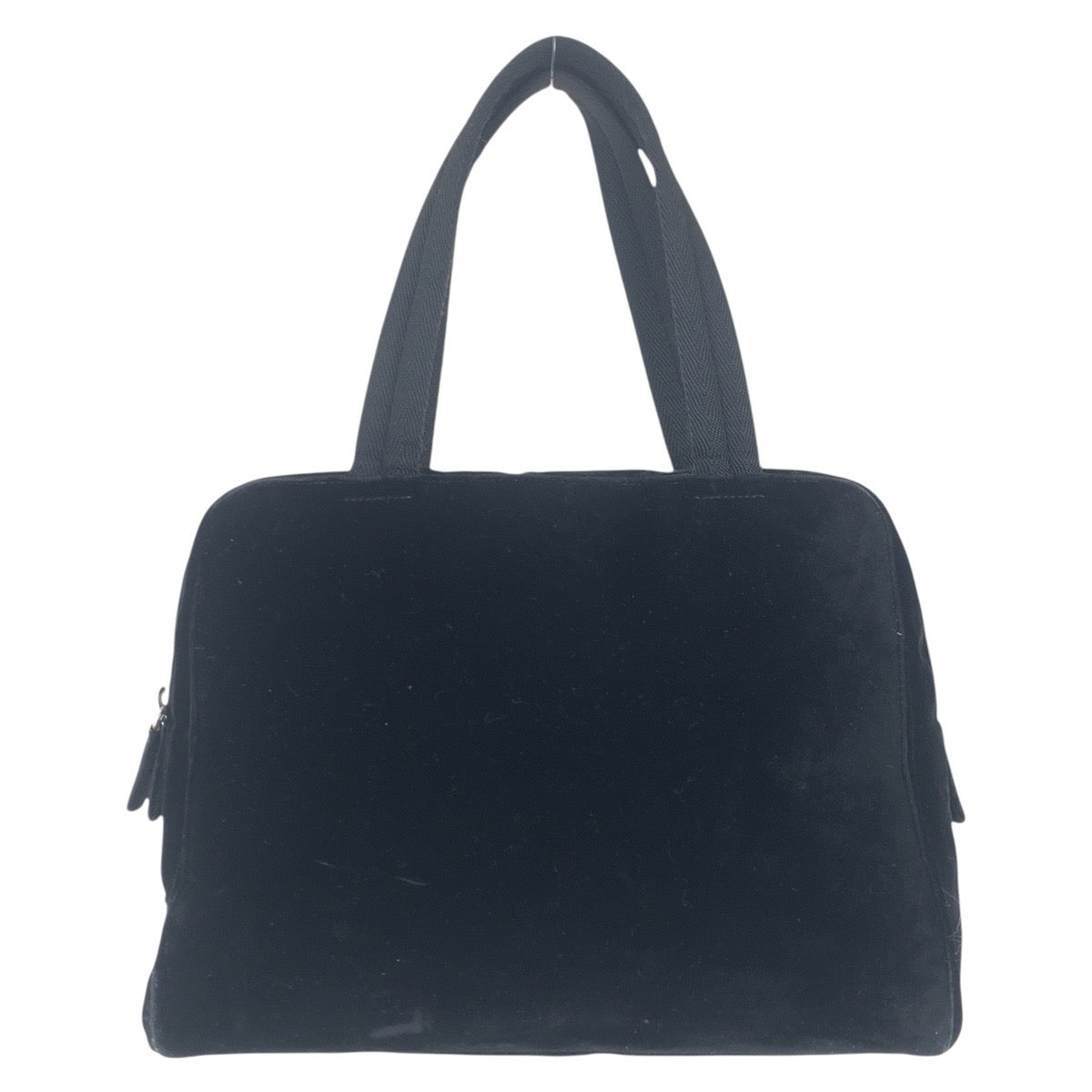 Velor Silvermetal Handbag Shoulder Bag Triangle With Black