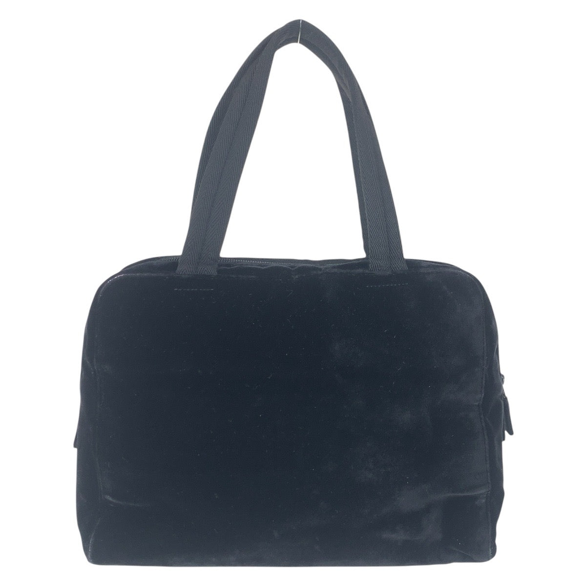 Velor Silvermetal Handbag Shoulder Bag Triangle With Black