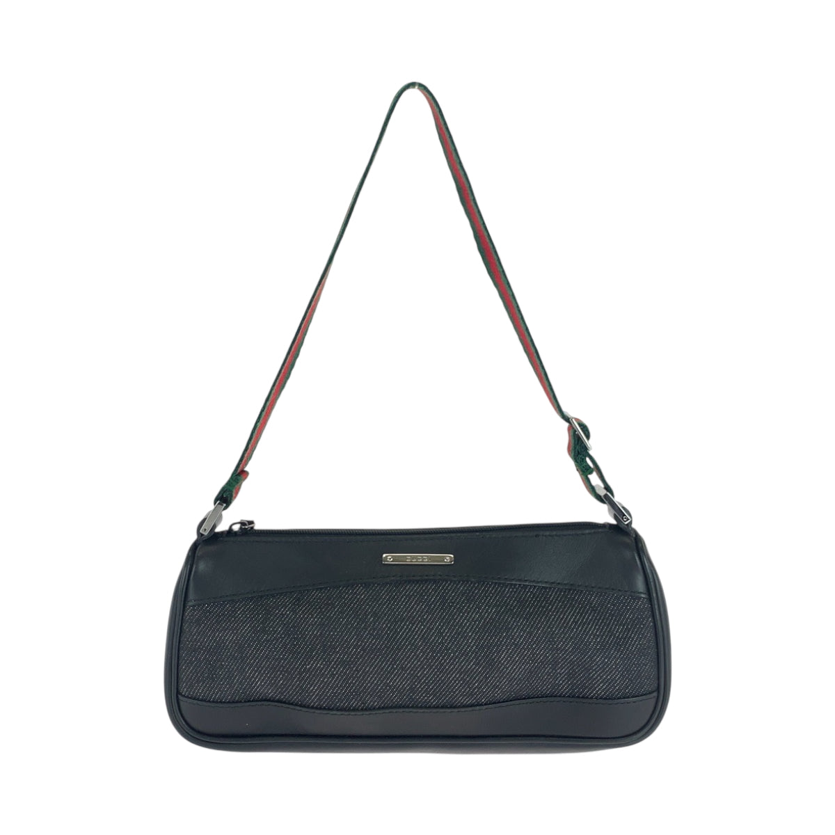 Gucci SilverMetal Sherry line Canvas Black Handbag