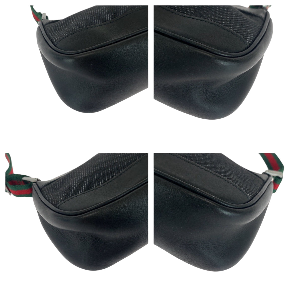 Gucci SilverMetal Sherry line Canvas Black Handbag