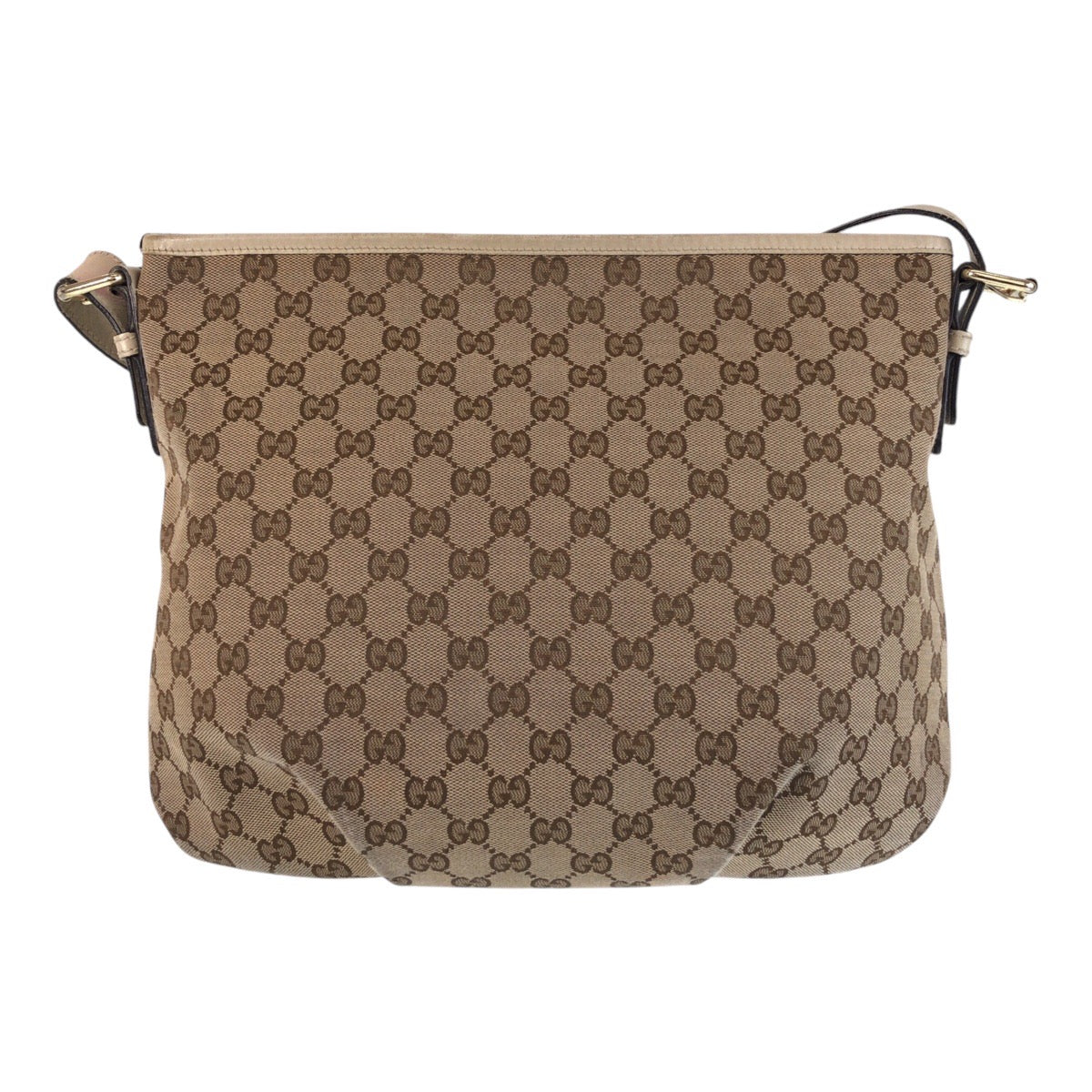 Gucci GG , Ivory Metal Messenger Leather Canvas Beige Gold Shoulder Bag