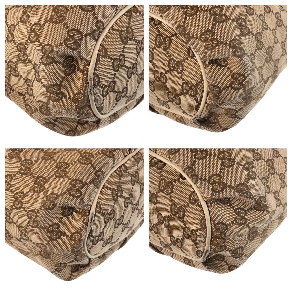 Gucci GG , Ivory Metal Messenger Leather Canvas Beige Gold Shoulder Bag