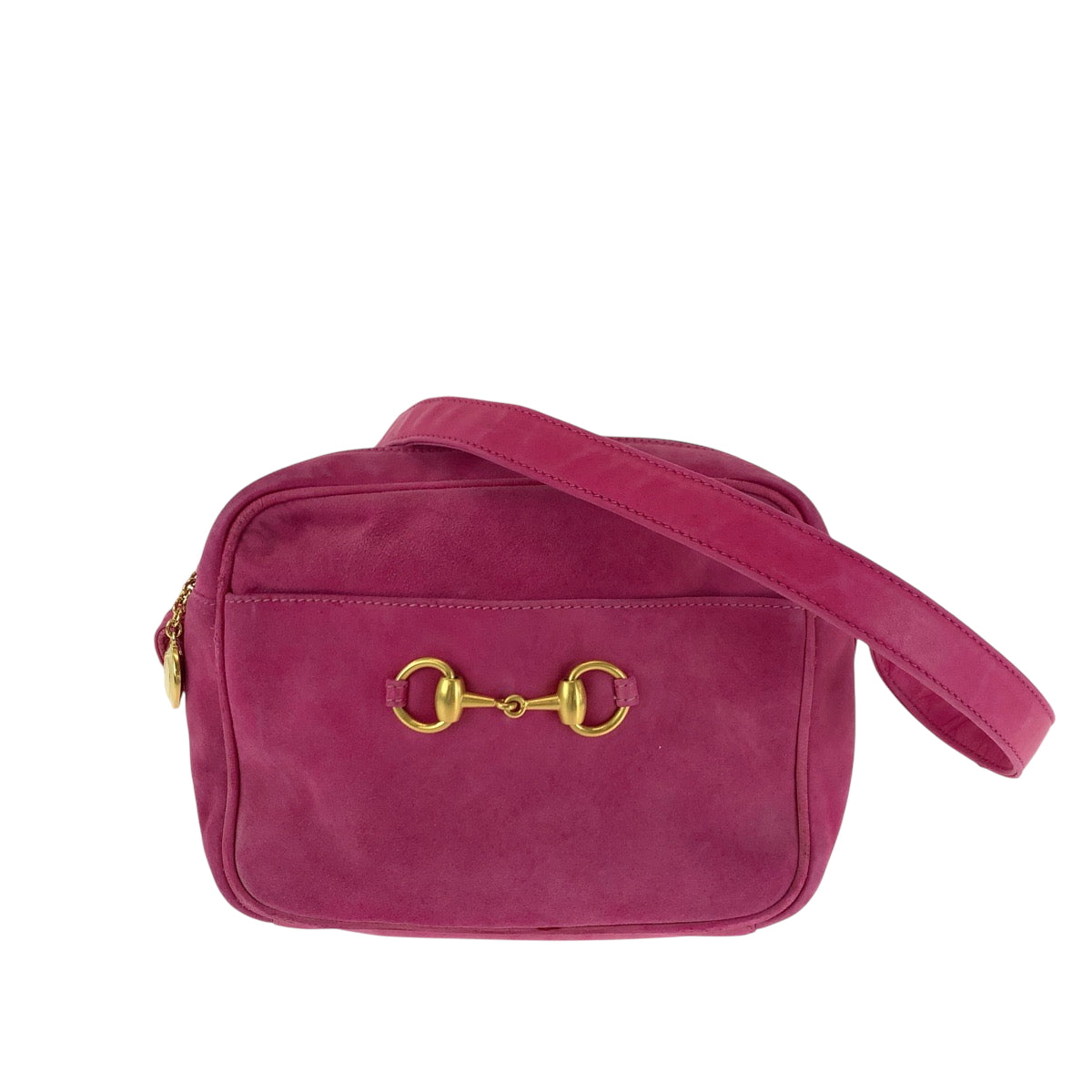 Gucci 007 pochette Old Horsebit Suede Pink Shoulder Bag