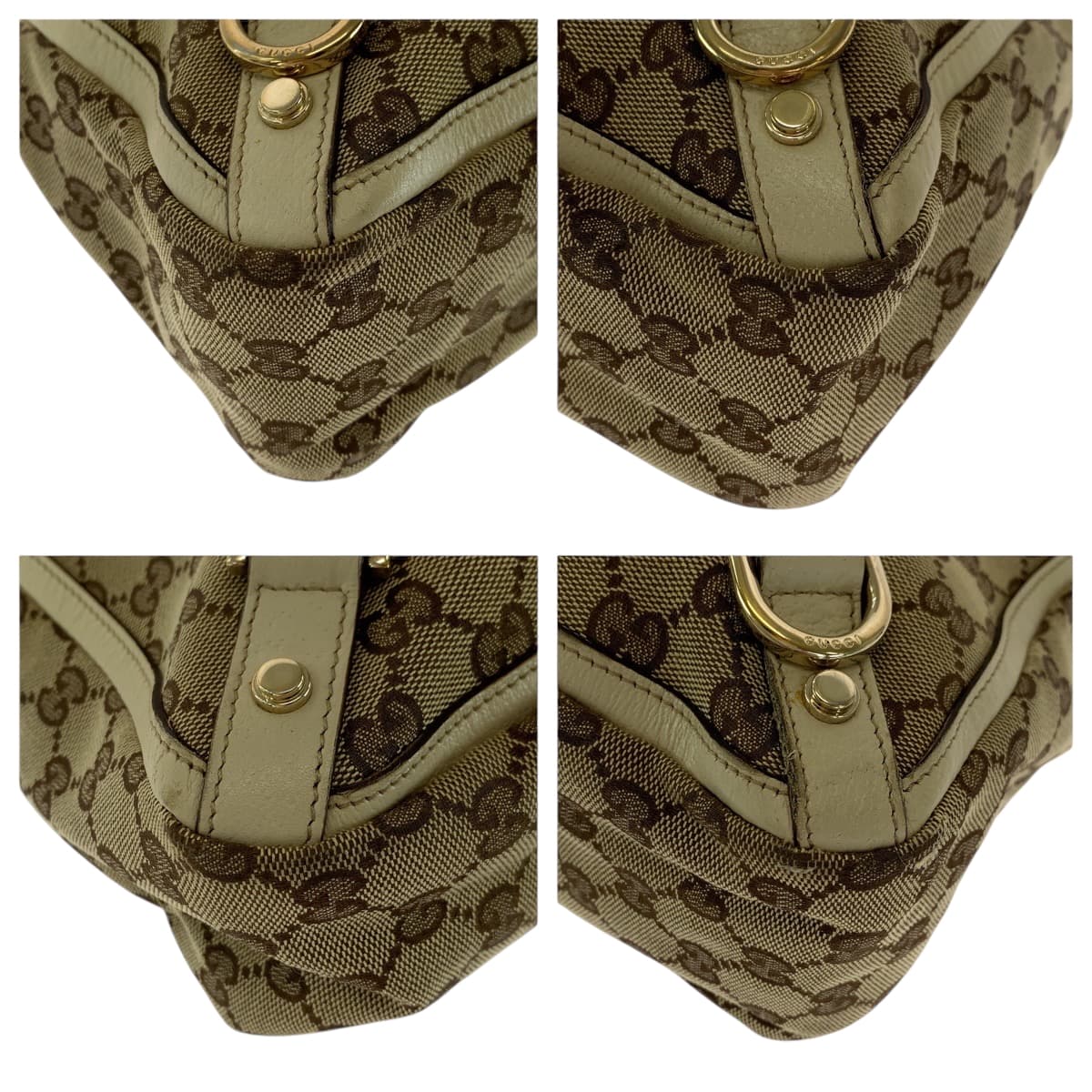 Gucci GG Ivory Metal Canvas Beige Gold Tote Bag