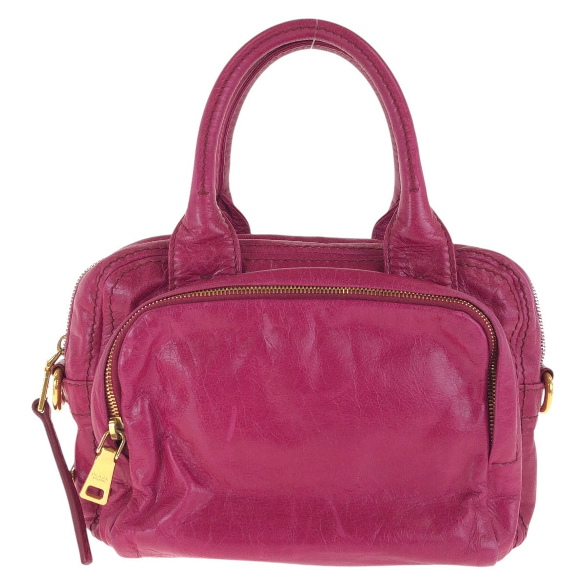 Tote Bag Metal Triangle With Logo Leather Pink