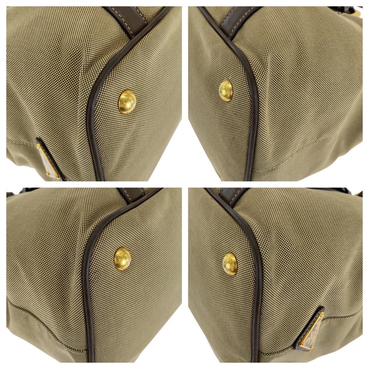 Tote Bag , Khaki Gold Metal Tote Leather Canvas Shoulder Bag