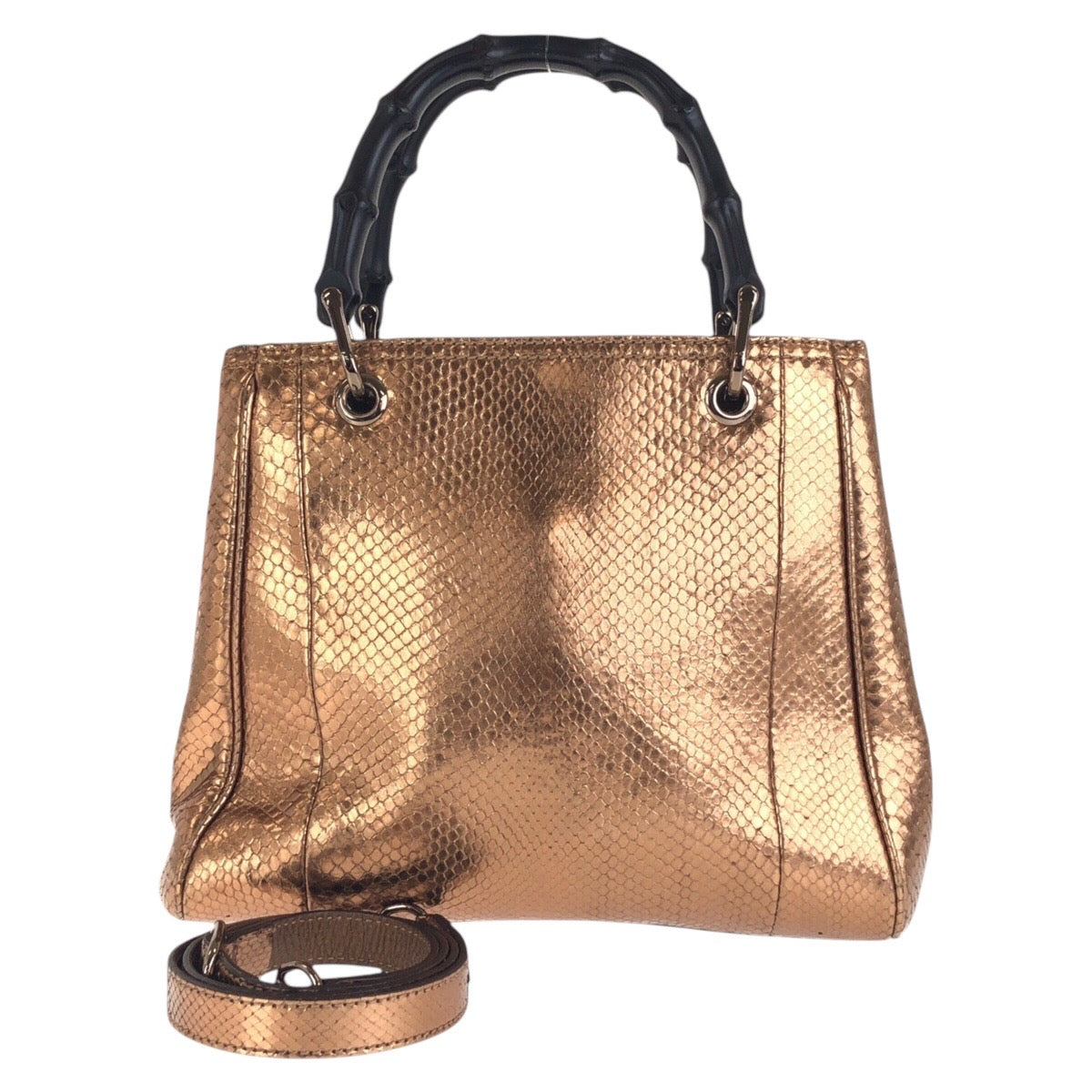 Gucci Python Bamboo Shopper 2Way Bag Travel Bag