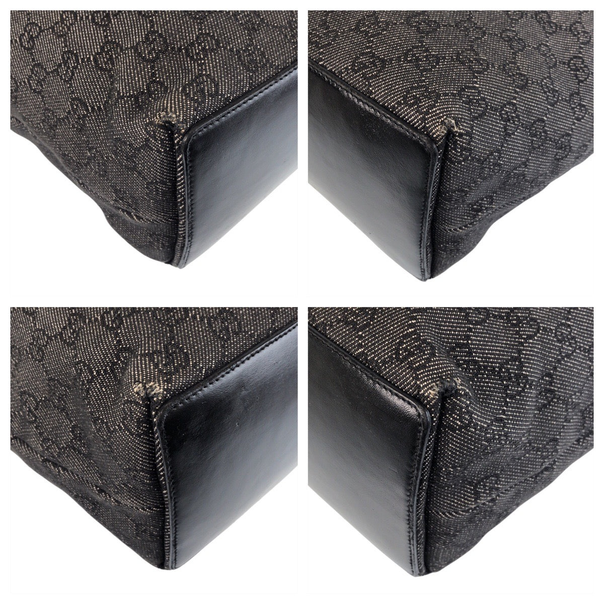Gucci GG Leather Canvas Black Shoulder Bag 4