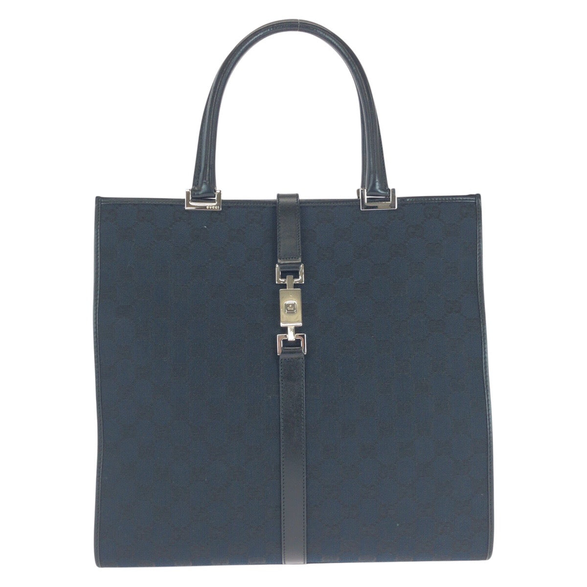 Gucci 002 GG SilverMetal Jackie Canvas Black Tote Bag 3