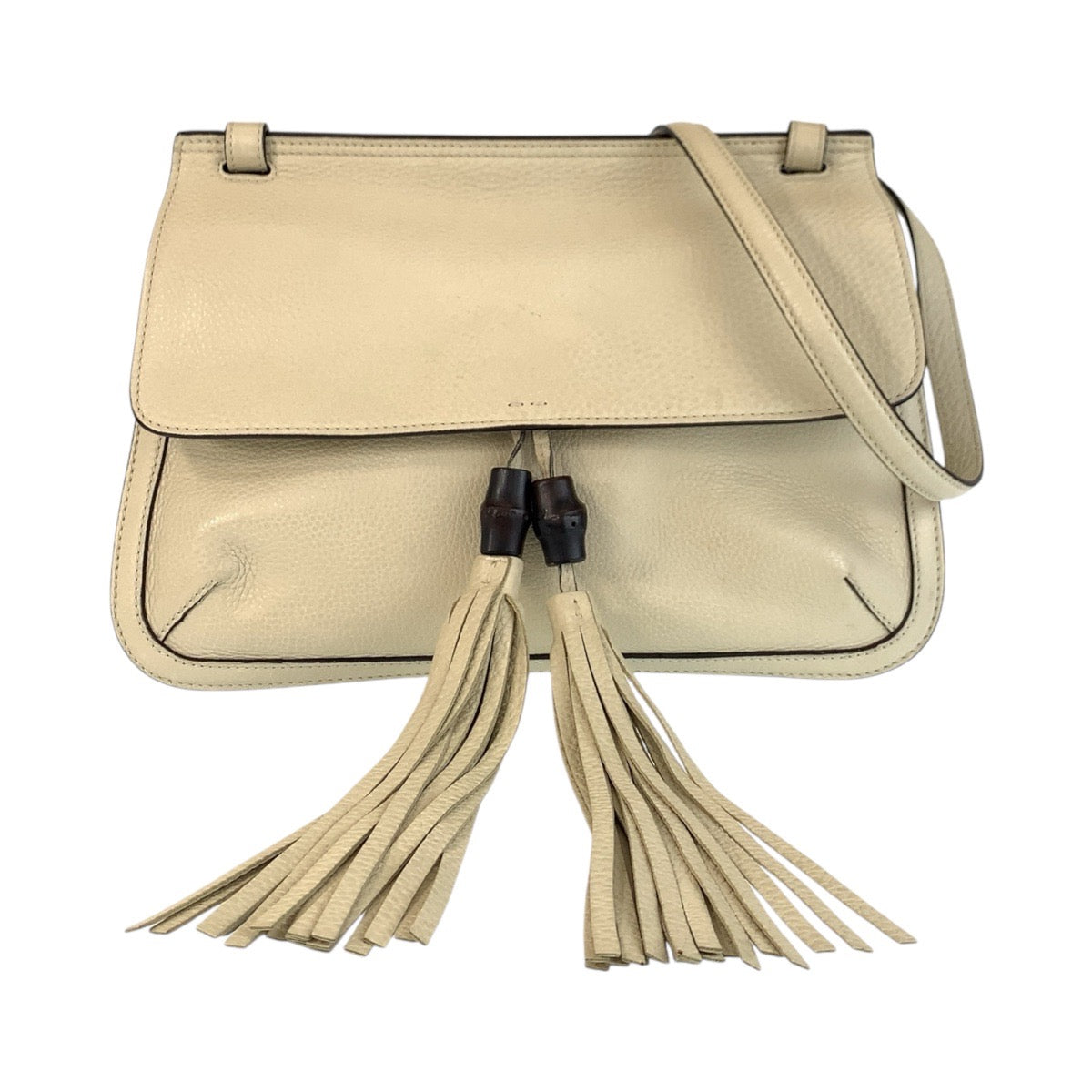 Gucci Ivory SilverMetal Messenger Bamboo Daily Leather Flap Shoulder Bag