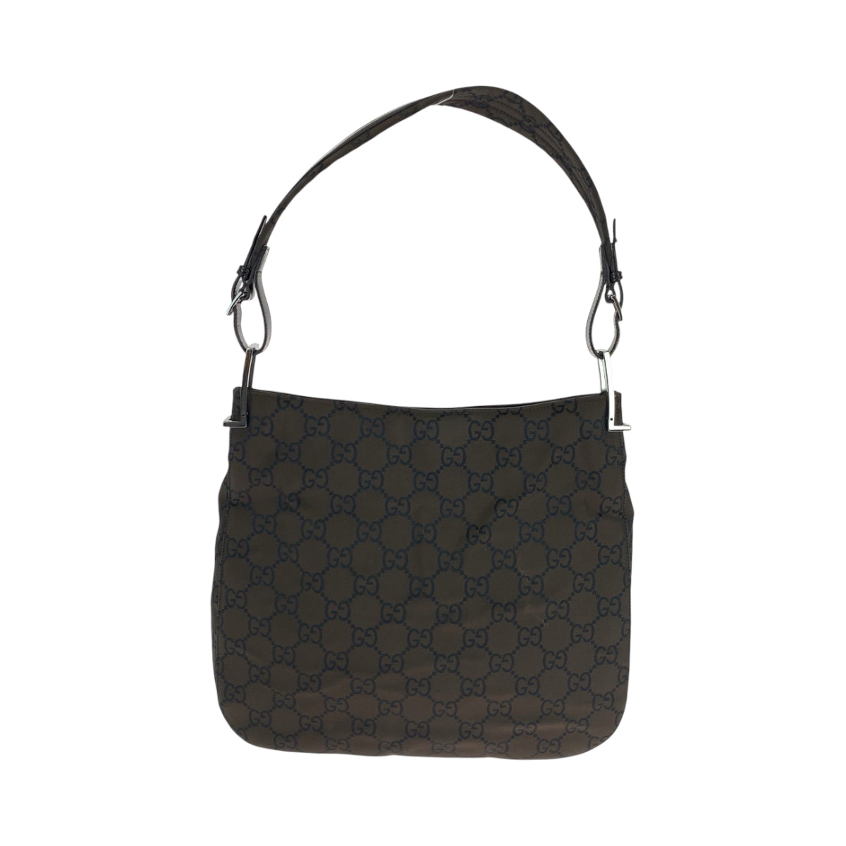 Gucci 001 Dark SilverMetal One Nylon Brown Shoulder Bag