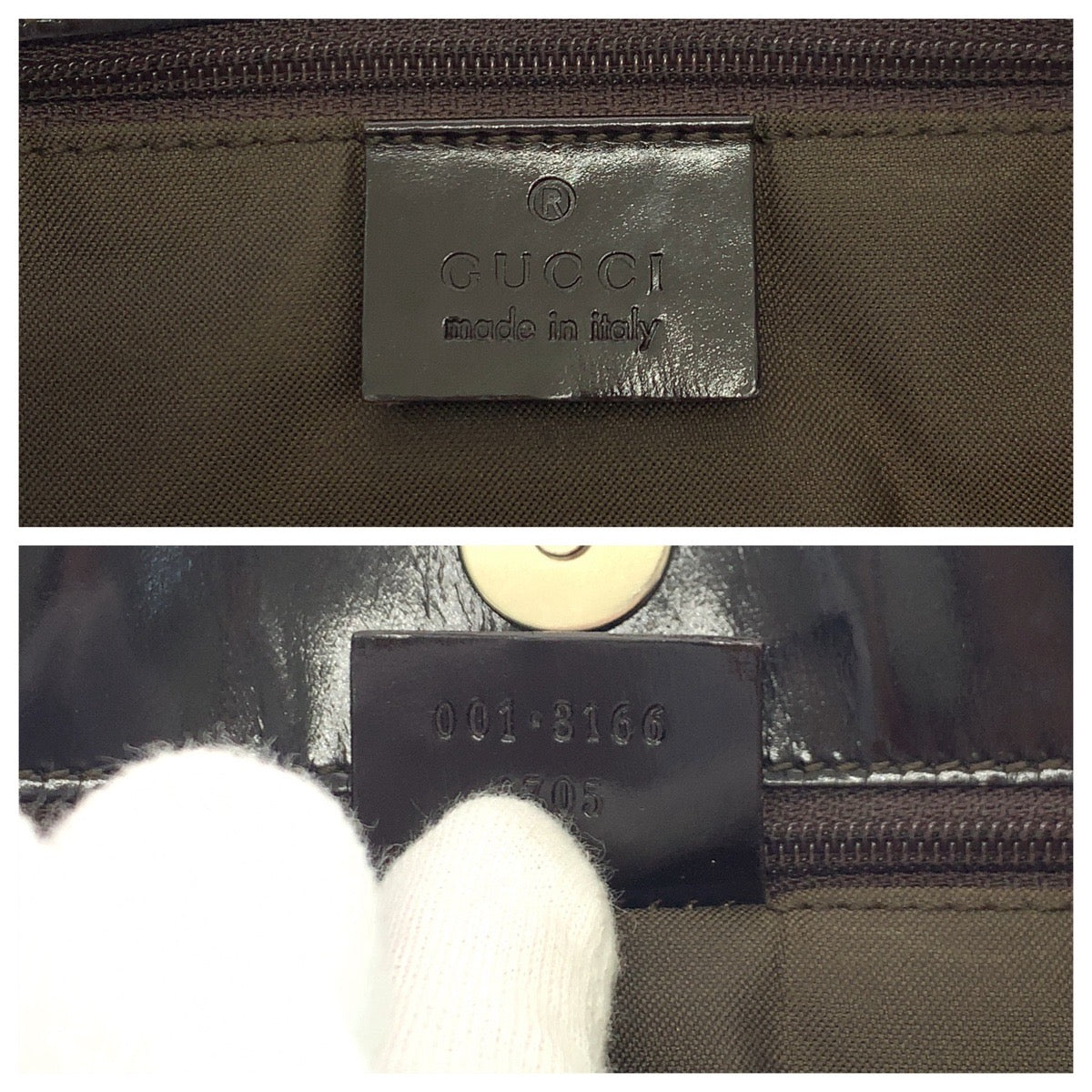 Gucci 001 Dark SilverMetal One Nylon Brown Shoulder Bag